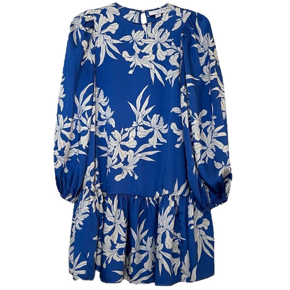 Alexis x Target Mini Dress XXS Drop Waist Blue Floral Aloha Hawaiian Tiki Print